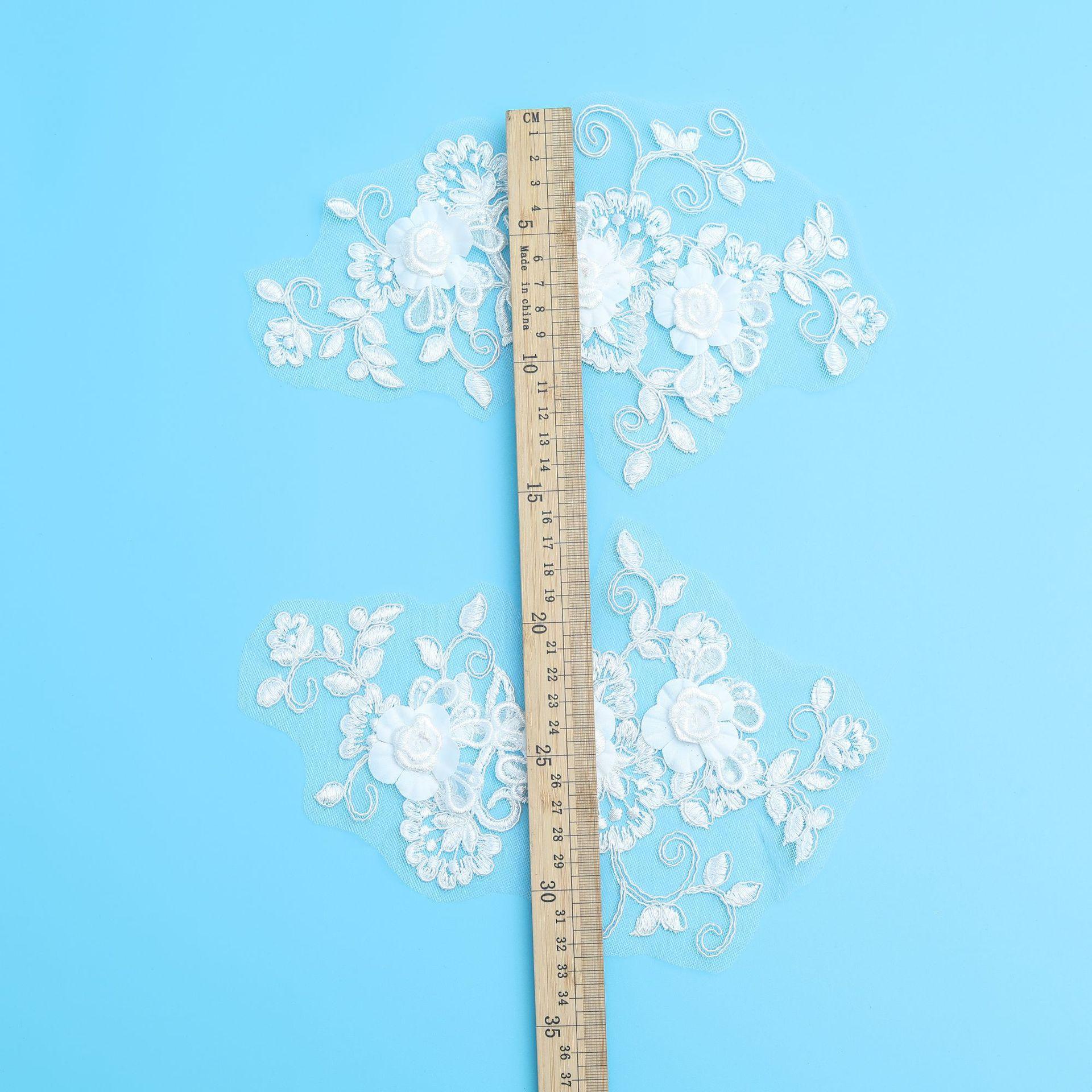 

High-Grade Car Bone Lace Three-Dimensional Flower Embroidery Flower Decal Material Clothing Decoration Accessories Flower Piece White/25 * 16CM