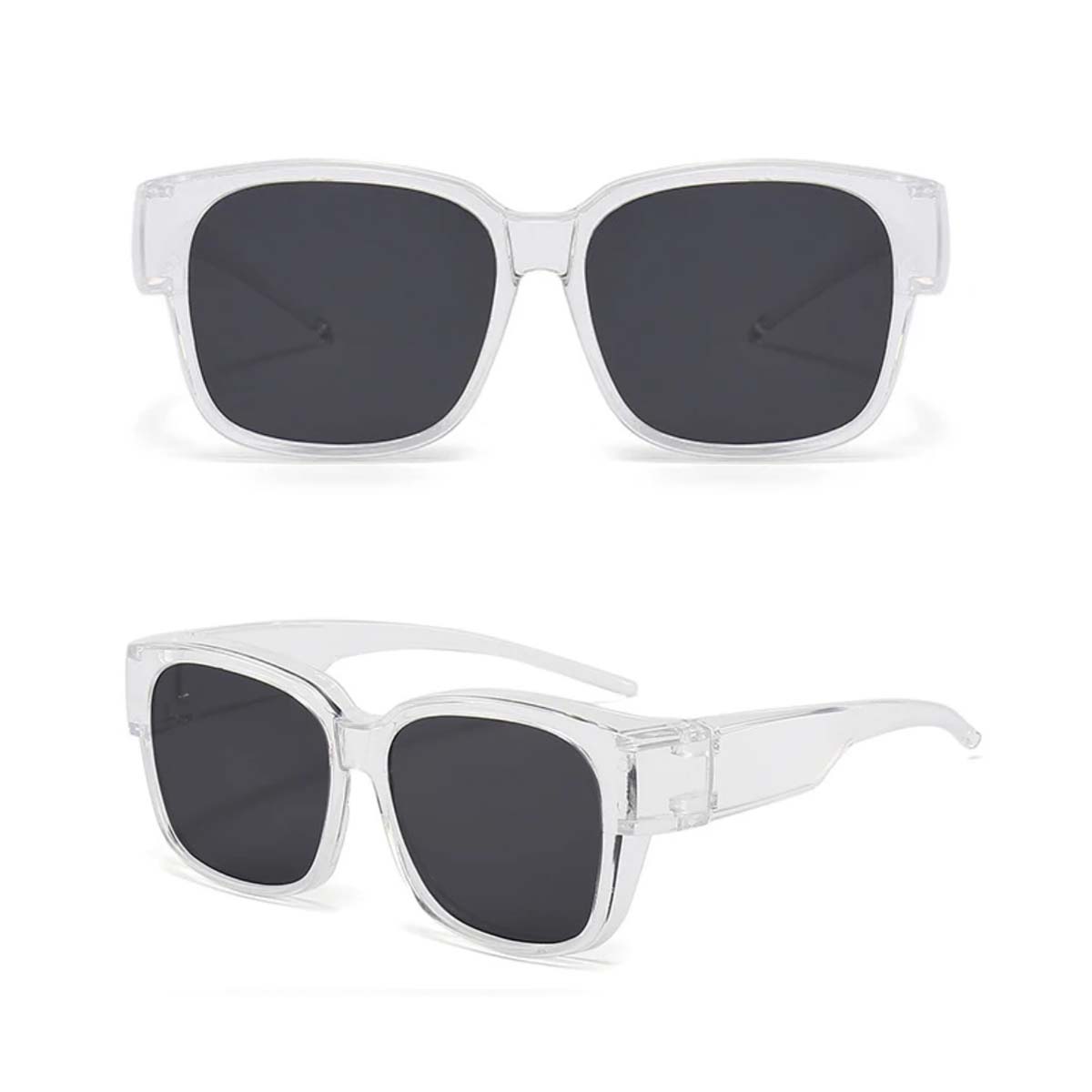 

2PC Trendy Square Sunglasses for Women Men Retro Transparent Sun Glasses Oversized UV Protection Shades T02