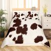 Brown Cowhide Pattern Duvet Cover Set Cow Print Bedding Set Farmhouse Animal Fur Hair Polyester Comforter Cover With Pillowcase
