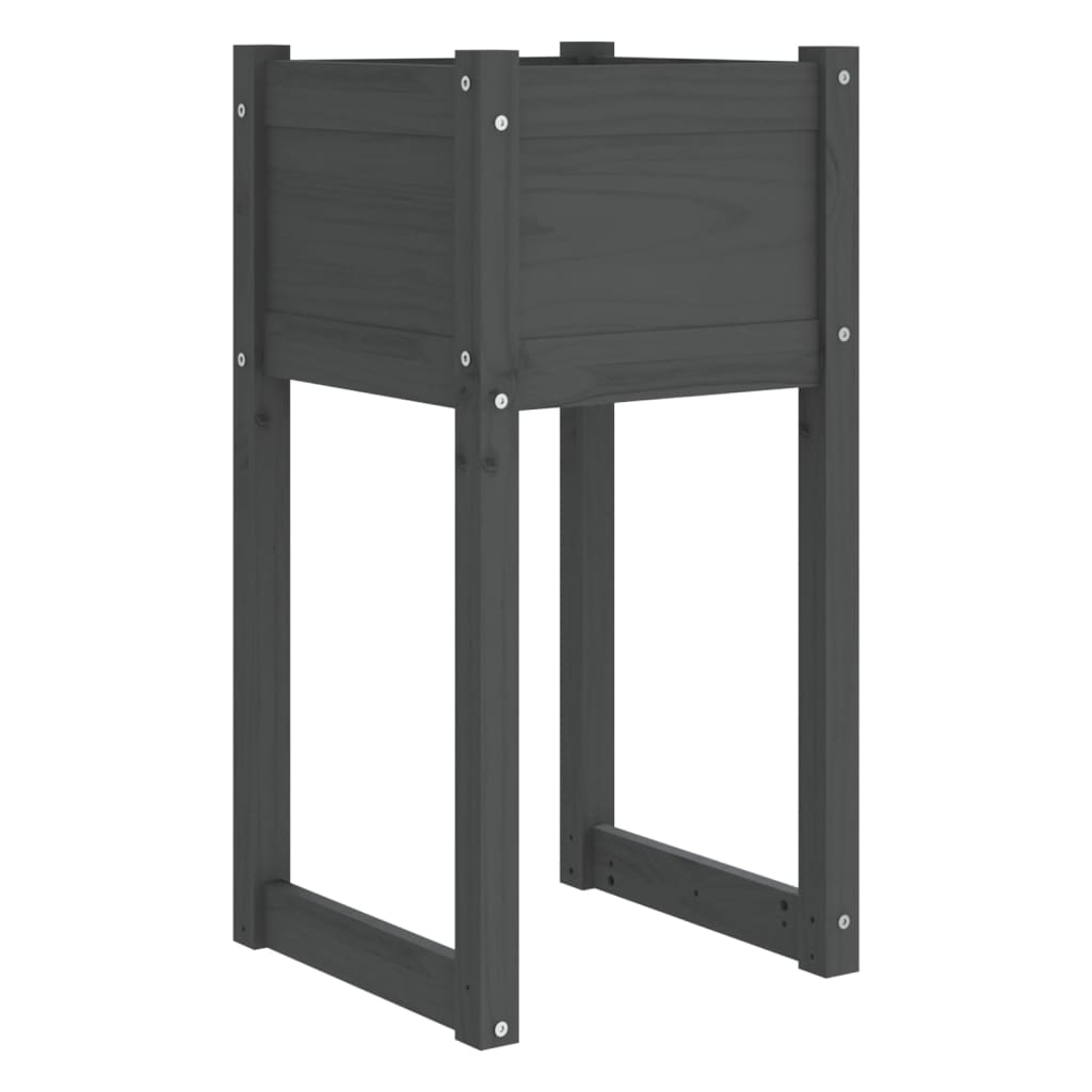 Planters 2 Pcs Gray 40 X 40 X 81 Cm Solid Pine Wood