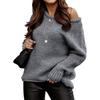 Autumn Winter Off-Shoulder Round Neck Pullover Loose Plus Size Sweater for Women