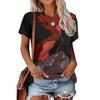 Mode Dames Ronde Hals Korte Mouw 3D Casual Kleurendruk Casual Korte Mouw Ronde Hals T-shirt