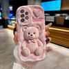 Cartoon Pink Plush Bear Printed Phone Case For Samsung Galaxy A16 A26 A36 A56 A55 A54 S26 Ultra S25 S24 S23 FE S22 S21Plus Cover