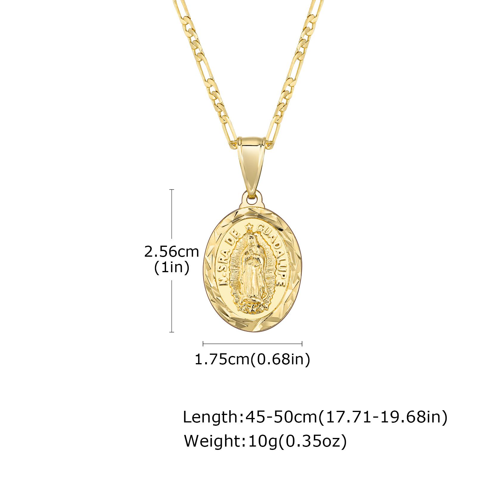 Vnox Heart Guadalupe Virgin Mary Necklace for Women,Cubic Zirconia Mother Mary Catholic Necklace Lady of Guadalupe Jewelry