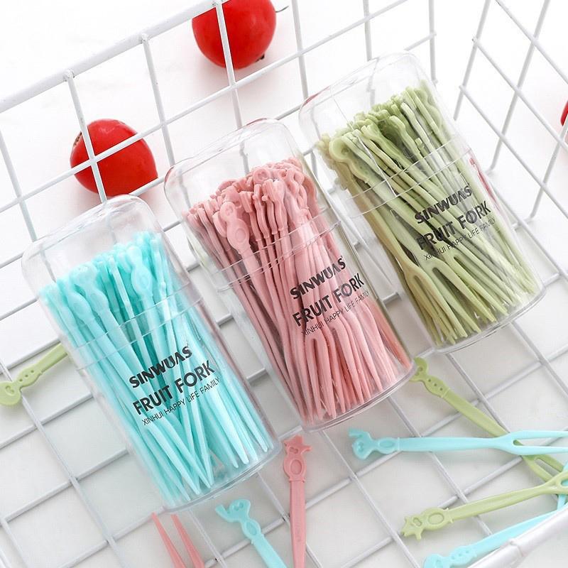 50 ks Kreslené plastové vidličky na ovoce Párátka Bento obědový box pro děti Narozeninová oslava Svačina Dort Dezert Výběrové vidličky