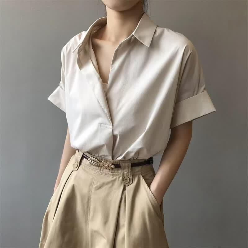 La Chapelle Women s Short-Sleeve Commuter Blouse M