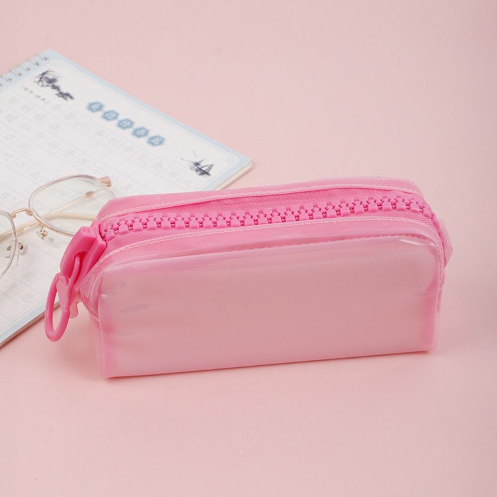 High Appearance Zipper Transparent Pencil Case Portable Makeup Pouch  Office Supplies