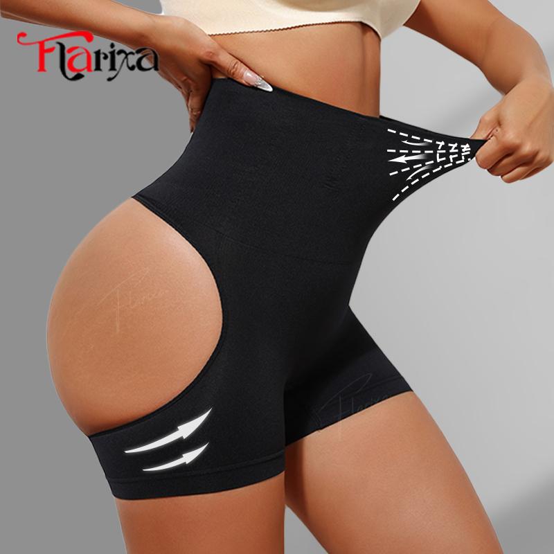 Flarixa Seamless Tummy Control Body Shaper Women Panties Hollow Out Butt Lifter Shorts Breathable Thigh Shapewear High Waist