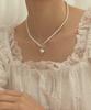 Dmoment Crocus Freshwater Pearl Silver Heart Necklace (925 Silver)