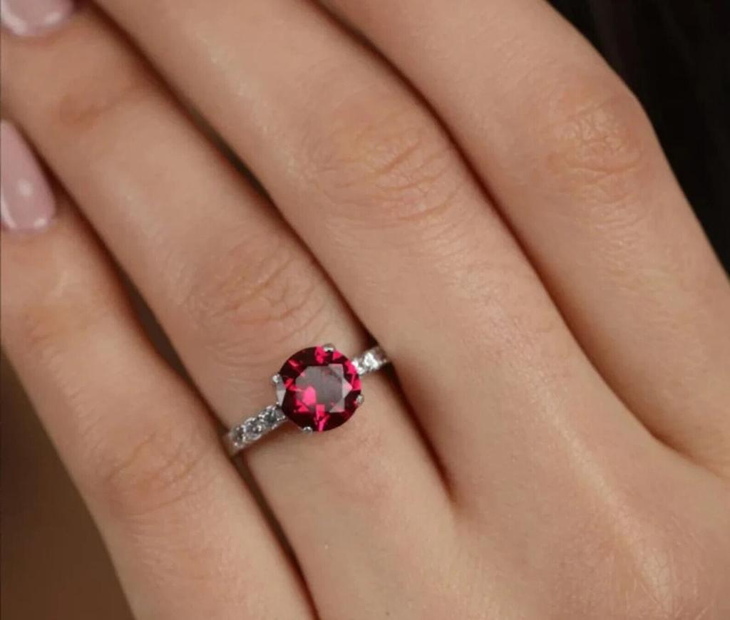 Certified Natural Red Garnet Gemstone Ring 925 Sterling Silver Handmade Engagement Valentine Gift Ring For Her