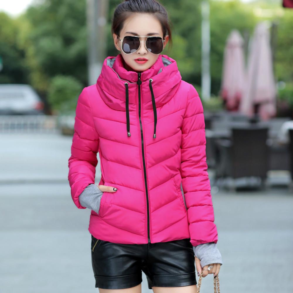 Female Winter Warm Parkas Solid Color Full Sleeve Cotton-Padded Thickening Slim Outerwear