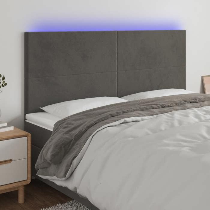 VidaXL LED Headboard Bedroom Furniture Double Bed Accessory Head of Bed Frame Interior Dark Grey 3122211