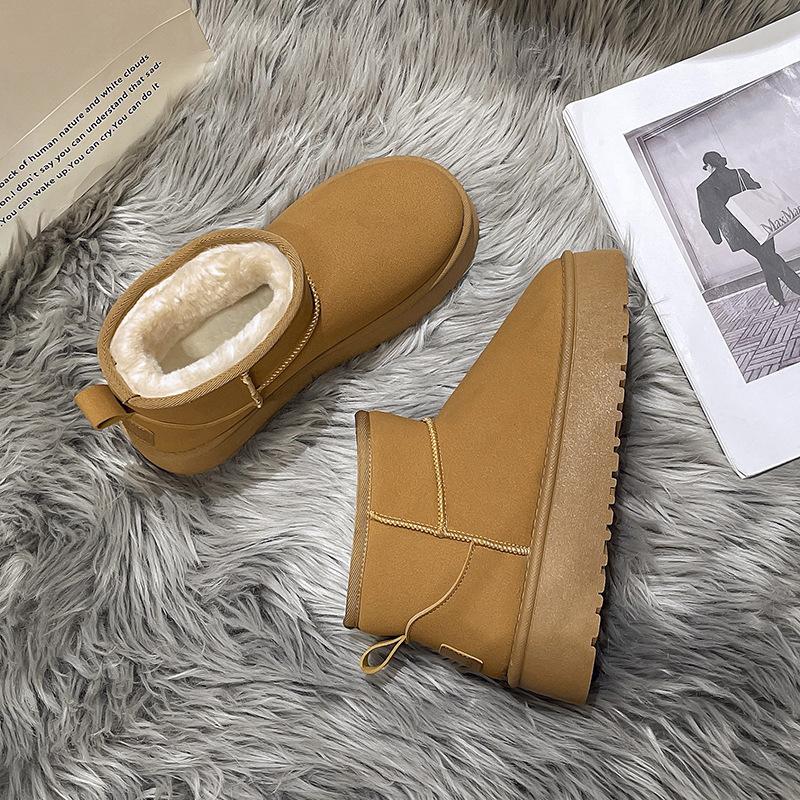 

Флисовые зимние ботинки женские носят толстоподошвенные зимние меховые интегрированные короткие ботинки утолщенные нескользящие хлопковые туфли 40 малиновый