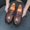 Tide British Style Men's One-pedal Men's Casual Leather Shoes Lazy New Men's Round Head Leather Shoes Casual Thick-soled Feet