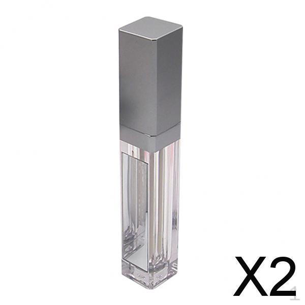 

2x7ml Empty Lip Gloss Tubes Container W/Mirror & Clear+ , Clear+, 2 Pcs