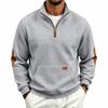 Men's Pullover Sweatshirt with Stand Collar Check Pattern Loose Fit for Outdoor Casual Wear