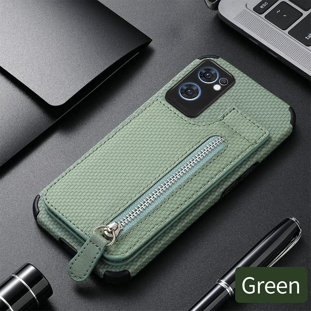 Zipper Magnetic Cards Holder Case For OPPO A38 A79 A58 A97 A78 A72 A74 A93 A94 A16 A57 A52 A54 Card Slot Flip Wallet Back Cover