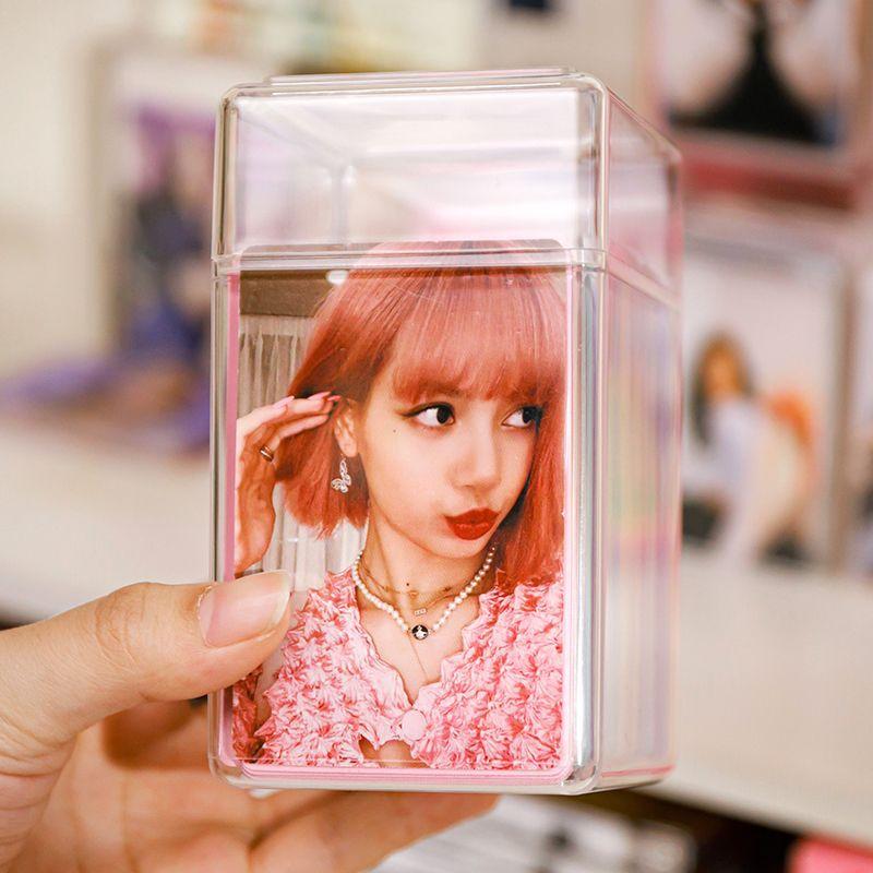 

Акриловый органайзер для игровых карт с откидной крышкой, 2 отделения, прозрачная коробка для хранения открыток 12x10,5 см, пустой кейс для кардхолдеров