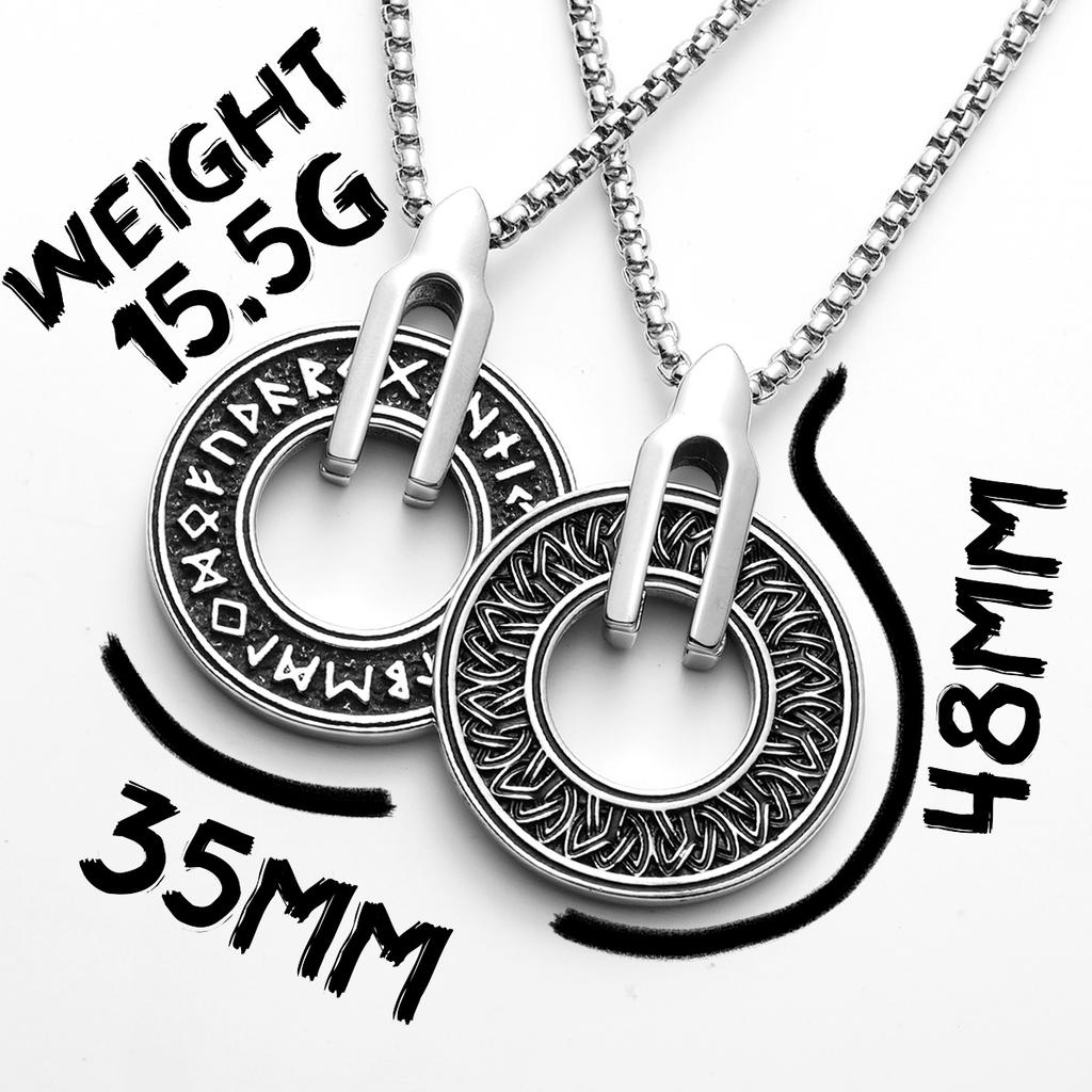 Viking Rune Carving Men Necklaces With Pendant Stainless Steel Jewelry For Male Women Punk Hip Hop Accessories Gifts