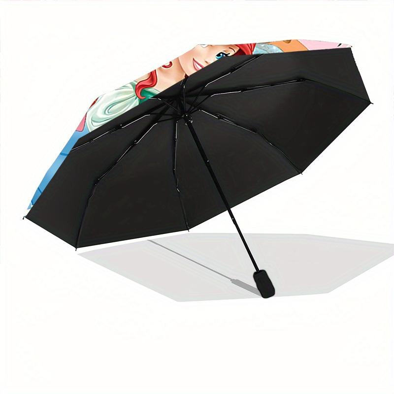 1pc Snow White, Cinderella, Jasmine, Aurora, Ariel Pattern Automatic Umbrella is Fashionable and Good-Looking, a Portable 3-Fold Umbrella, S