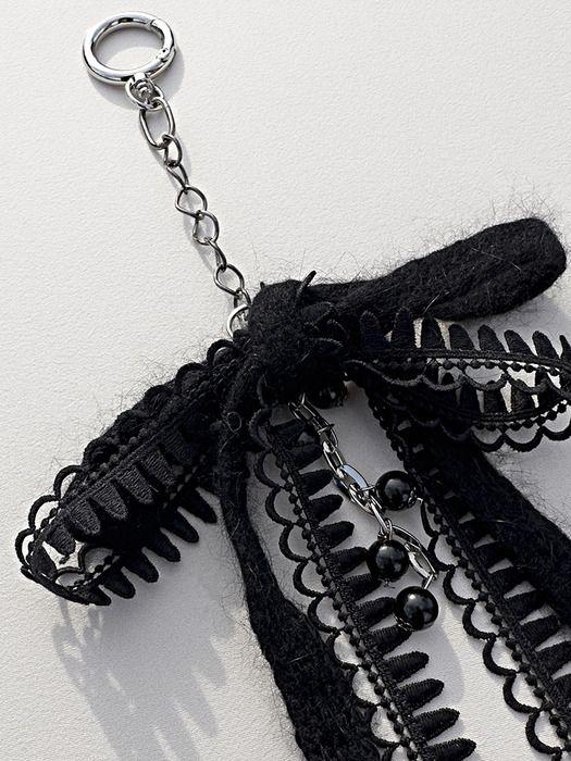SIMILLENT LONG KNIT LAYERED KEYRING_BLACK
