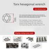 9Pcs Star Allen Wrench Set L Type Dual End Hexagon Key Spanner Kit for Screws Furniture Assembly and Mechanical Repair