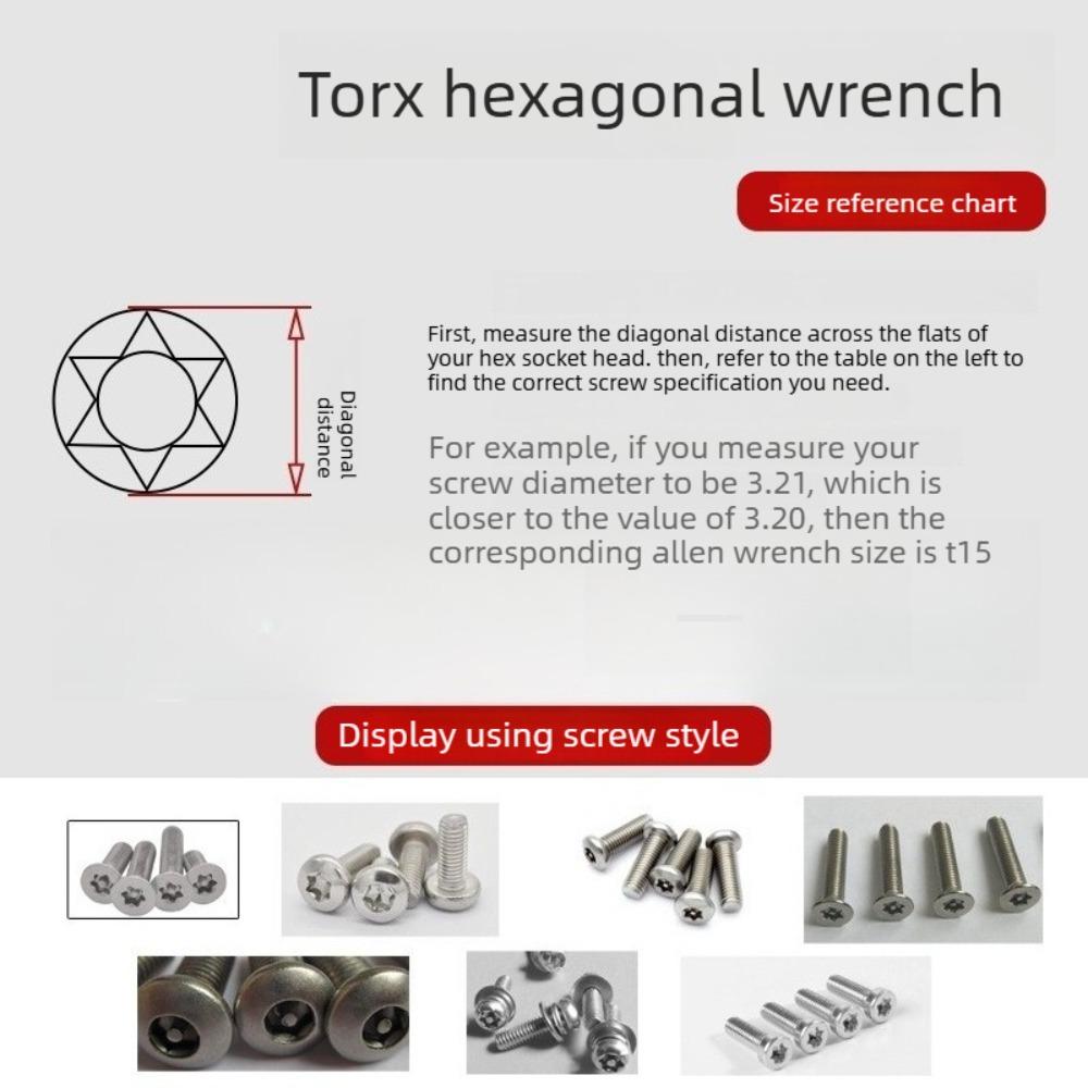 9Pcs Star Allen Wrench Set L Type Dual End Hexagon Key Spanner Kit for Screws Furniture Assembly and Mechanical Repair