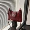 Borsa a mano con fiocco e ascella in pelle PU di colore solido, alla moda, con fiocco, da ascella, dolce, da donna, a tracolla