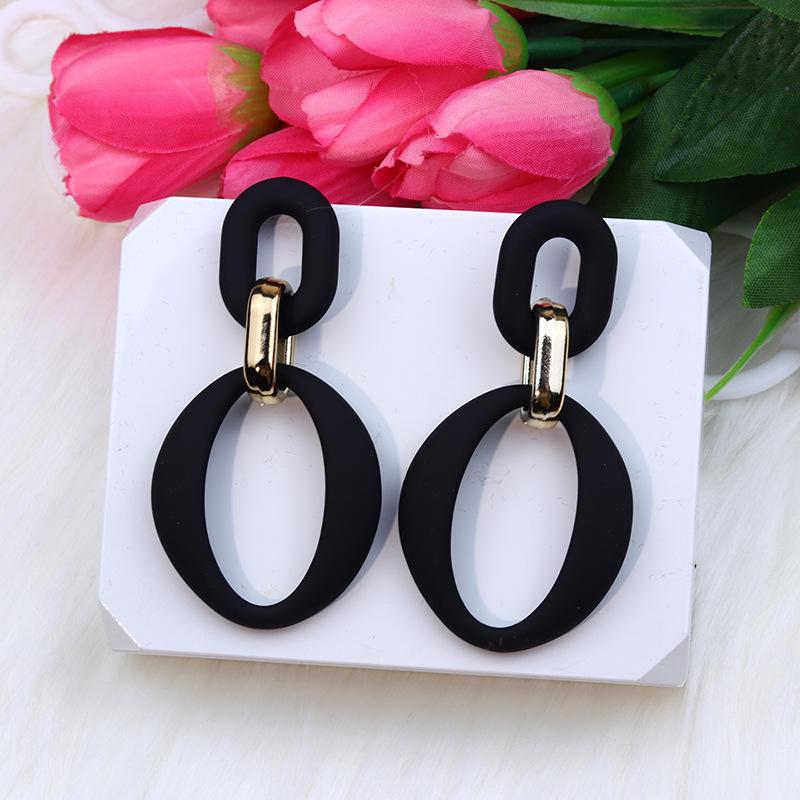 Pinkdudu Chain Link Acrylic Stud Earrings Painted Geometric Round Exaggerated Drop Earring Minimalist Dangle Earring PD2231