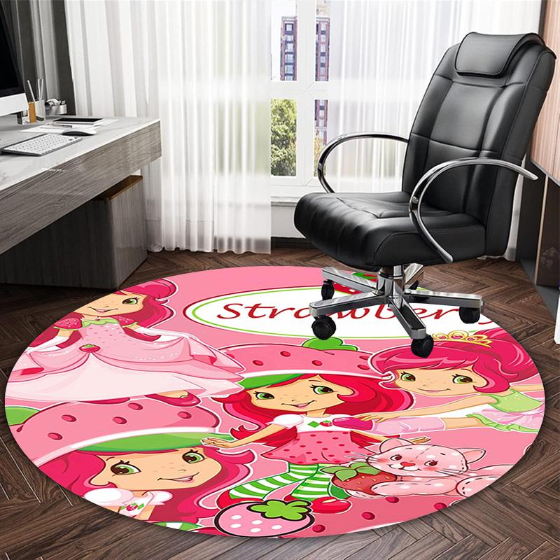 1pc Strawberry Princess4 Print Round Carpet Chair Round Carpet Suitable for Bedroom Living Room Home Decorative Carpet