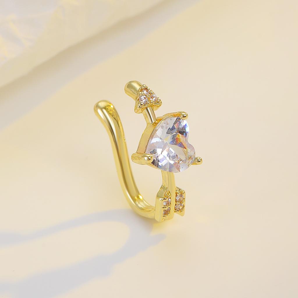 1PCS Cute Heart Arrow Pink Zircon Ear Bone Nail New Fashion Y2K Punk Small Earring for Women Girl Cochlea  Party Gift