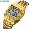 New Top Brand Square Classic Steel Belt Sports Electronic Watch Student Men's Multifunctional Waterproof Small Gold Watch