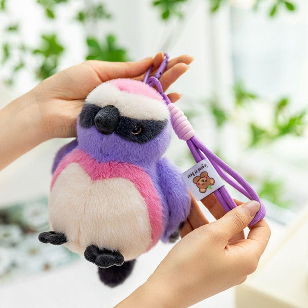 Simulation Bird Doll Pendant Cute Animal Furry Birds Keyrings Bird Plush Keychain  Bag Pendant