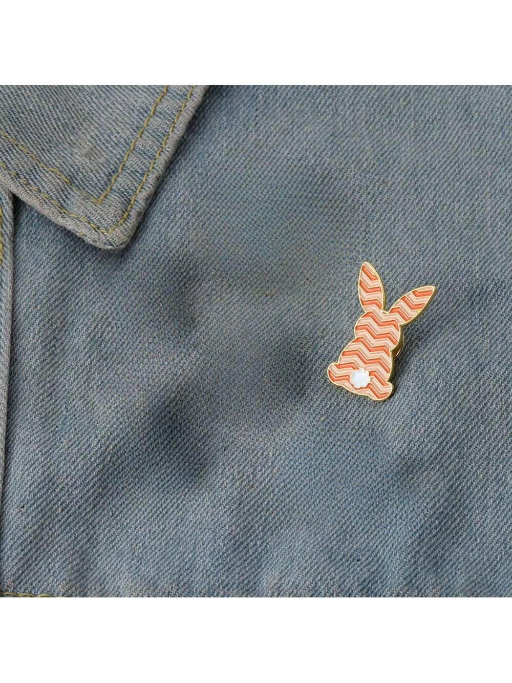 

1 piece of children s creative and cute cartoon striped rabbit badge, daily matching clothes, bags, accessories, brooches