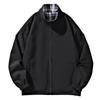 Trendy Cross-Lattice Double-Sided Spring/Autumn Cool Streetwear Jacket with Stand Collar