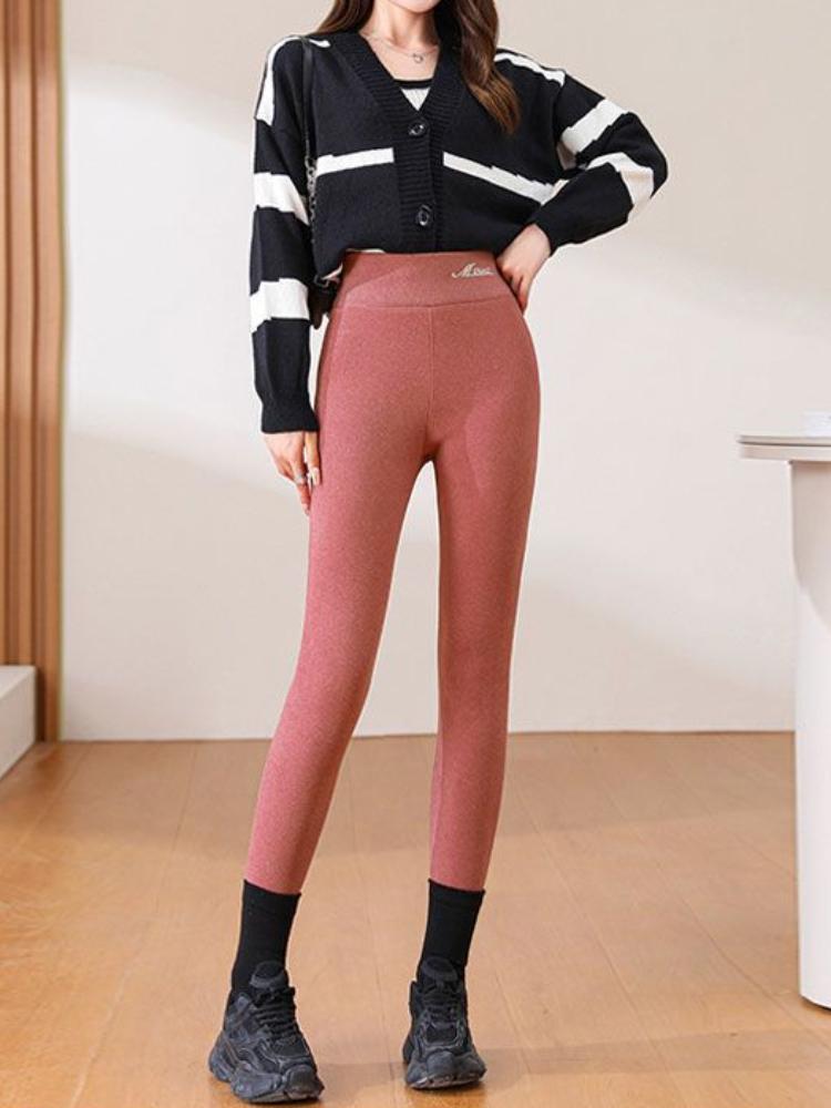 Leggings invernali eleganti Pantaloni a vita alta Leggings termici in velluto da donna Ispessiti Casual Pantaloni caldi Pile Elasticizzato Abiti spessi