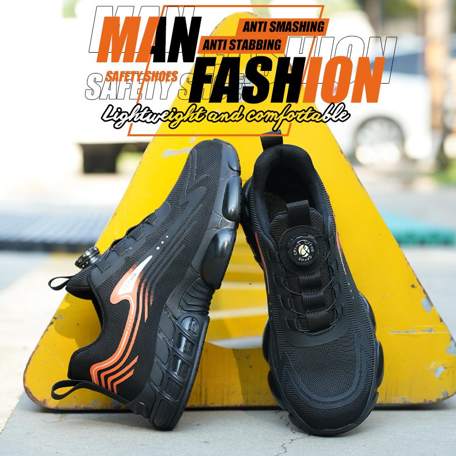 Work Shoes For Men Slip Resistant Comfortable Cushioned Insoles Safety Toe Lightweight Sneakers Anti-Smash Industrial Shoes