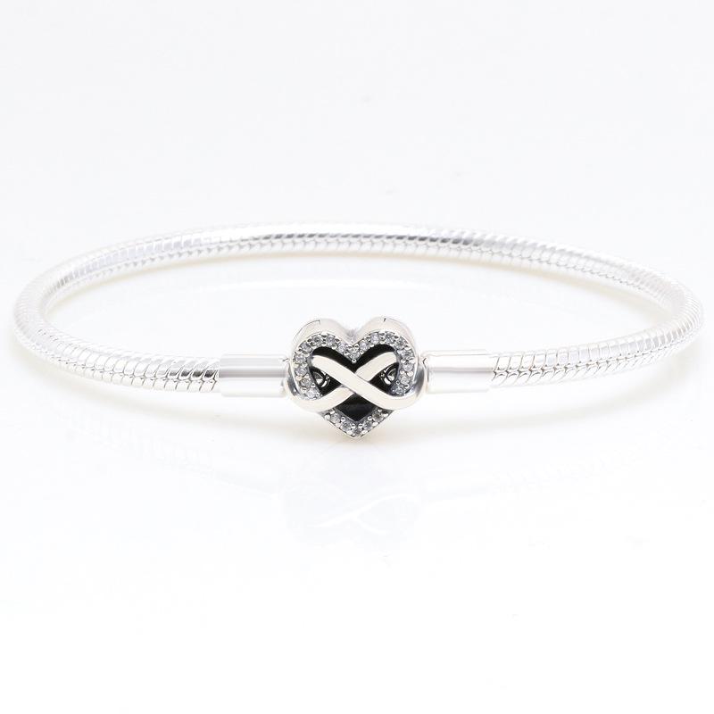 Silver Plated Heart Clasp Snake Chain Bracelet - Elegant Gift for Women