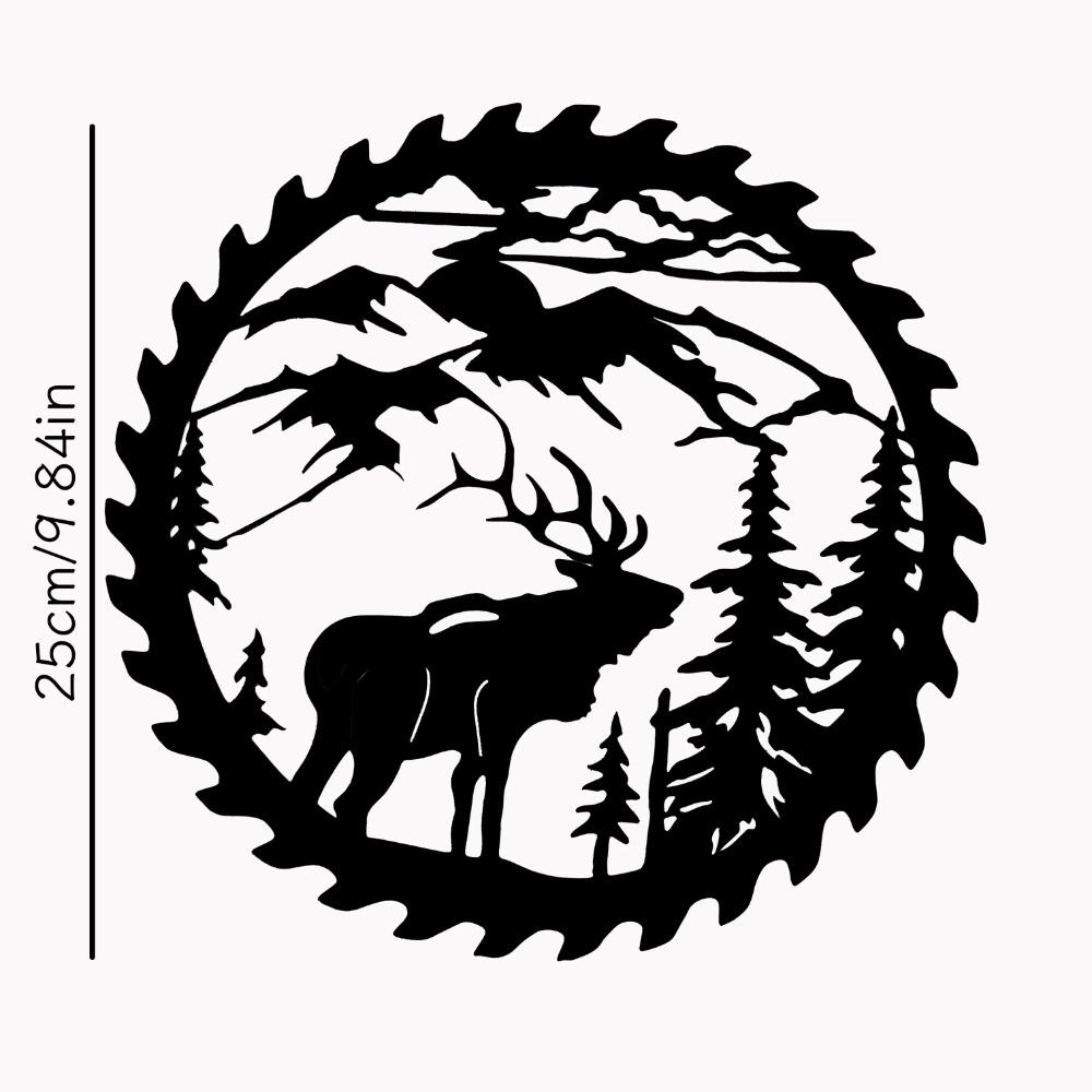 Metal Wall Art - Deer In the Forest with Pine Trees - Hanging Decor for Living Room, Bedroom, Mountain Lodge, Cabin, Woodland