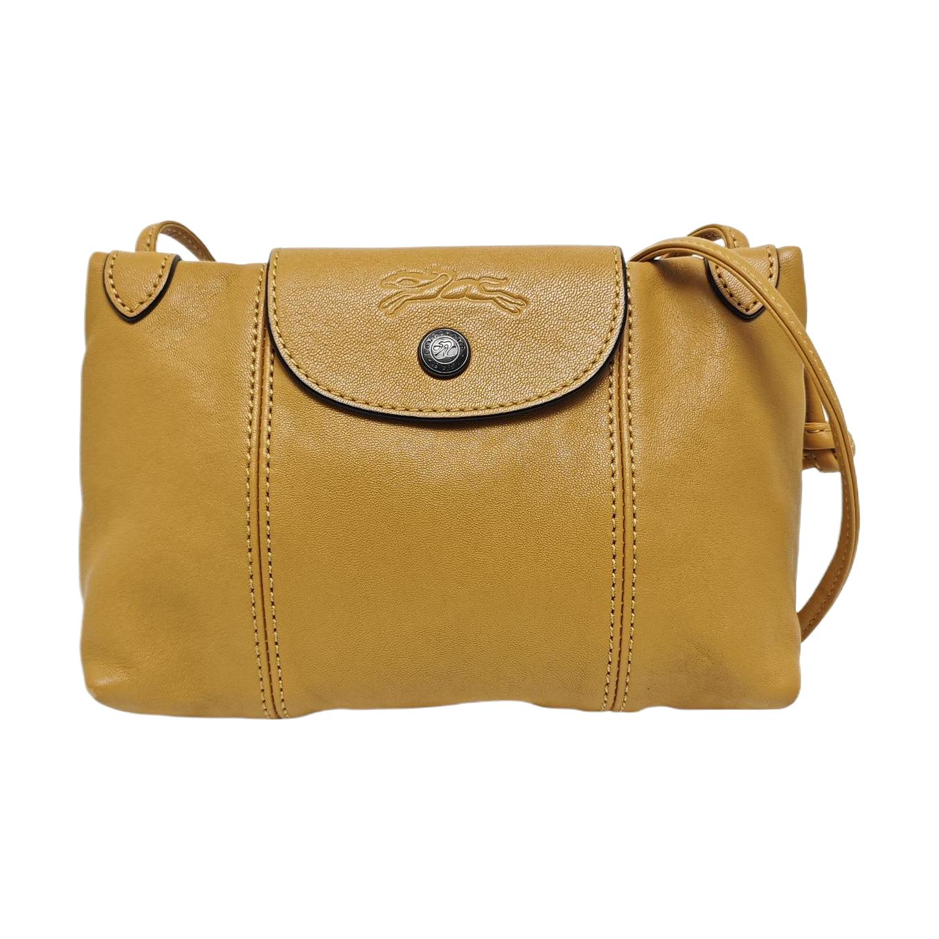 [Pre-Owned] Le Pliage Cuir Yellow Lambskin Crossbody Bag - Very Good #1SR2NLU ONE SIZE
