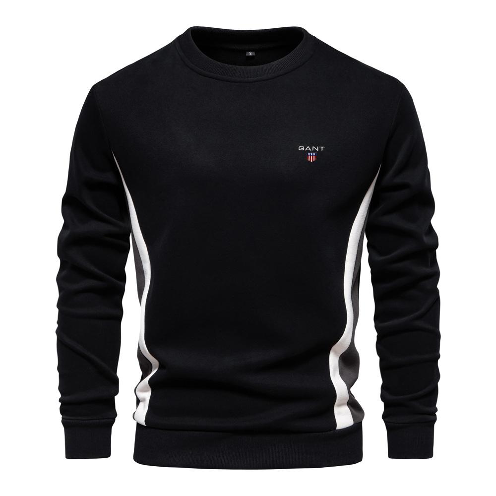 Gant Embroidered Autumn New Men's Long Sleeved Patchwork Hoodie Men's Casual Slim Fit Round Neck Sports Pullover