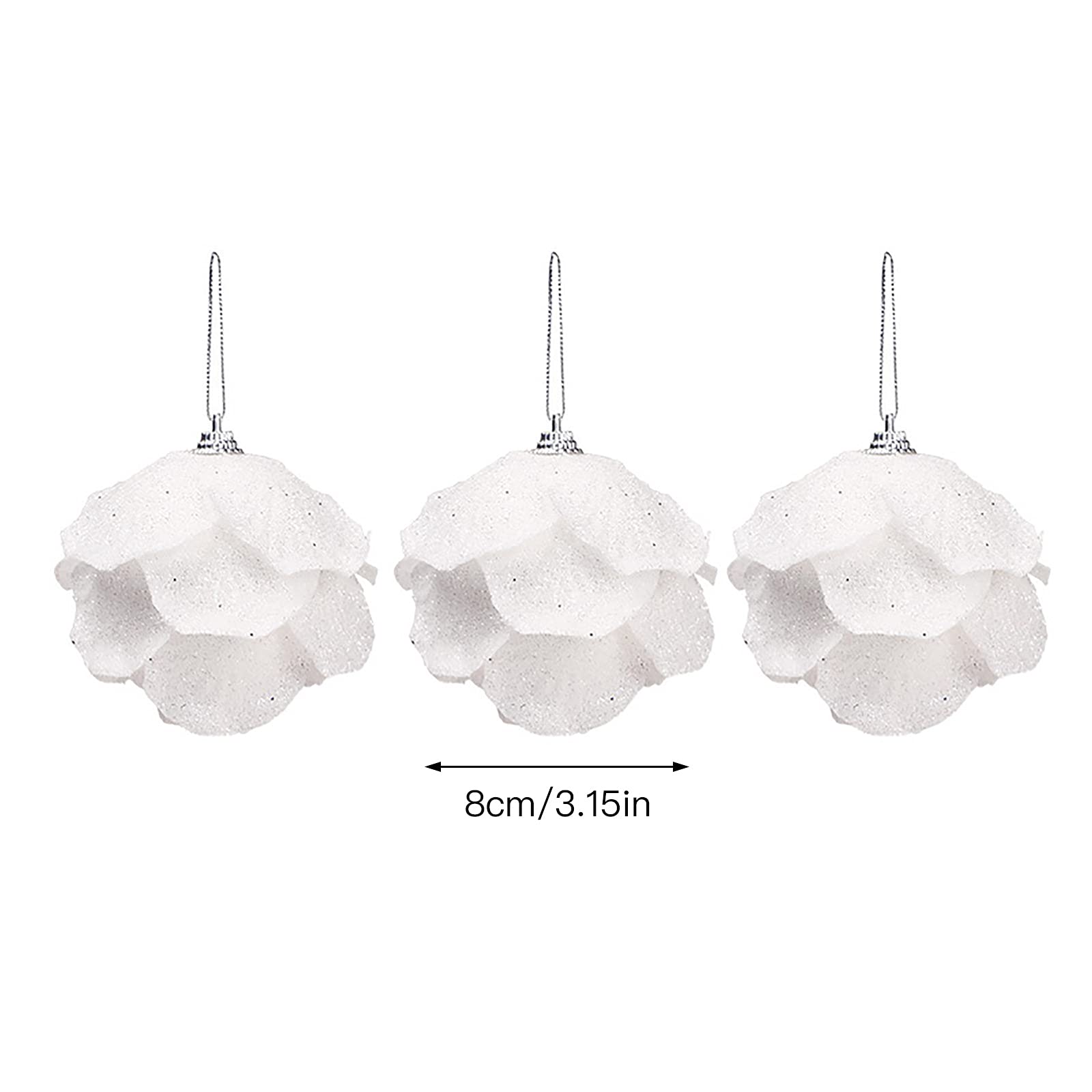 

Рождественские шары Украшения Блеск Белое Перо Лепесток Пена Небьющиеся Шаровые Украшения Рождественская Елка Подвеска Подвеска Новогоднее Украшение Партии 8CM-3PCS-Bud