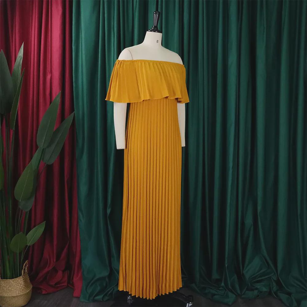 C8514 2023 Off-Shoulder Sexy Ruched Evening Dress – European & American Style