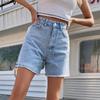 Pantaloncini di Jeans Larghi a Vita Alta da Donna, Pantaloncini Jeans alla Moda Casual Slim Fit per l'Uso Quotidiano delle Signore