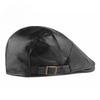 Vintage PU Leather Flat Cap for Men Women British Style Beret Autumn Winter Warm Newsboy Cap Fashion Adjustable Duckbill Hat