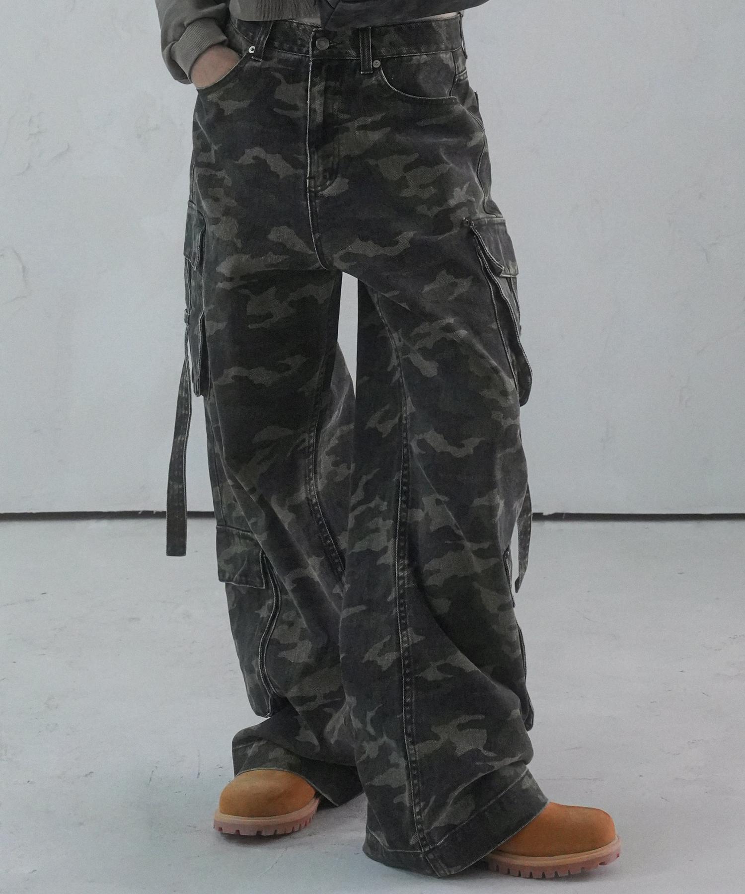 AVANDRESS Ribbon Wide Cargo Pants Camo