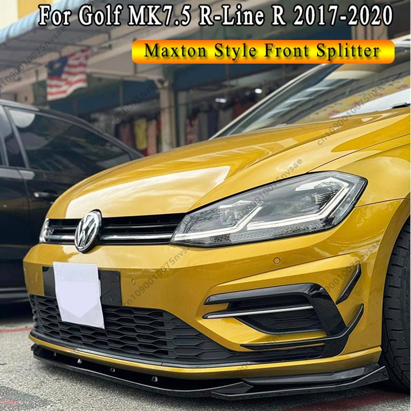 MAXTON Style Car Front Bumper Lip Chin Spoiler Splitter for VW Golf Mk7.5 R-Line&R 2017-2020 Front Bumper Cap Spoiler Bodykit
