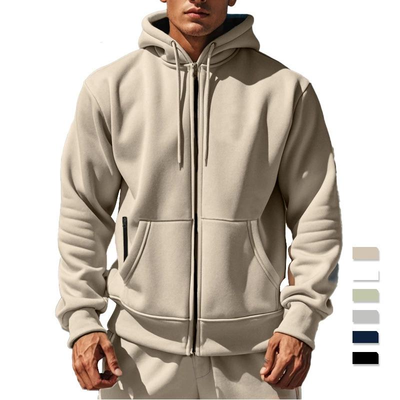 2026 New Men's Comfortable Fleece Hooded Sweatshirt Zipper Sports Shirt Long Sleeved Sweatshirt Autumn and Winter Season