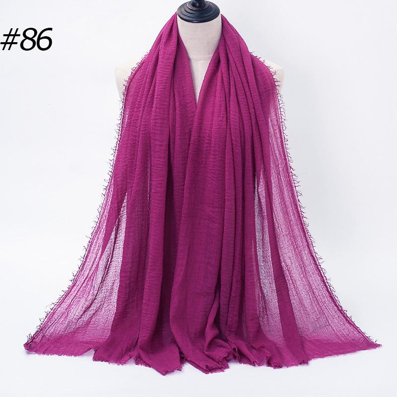 New Pleated Monochrome Cotton Solid Color Scarf, Naturally Pleated Human Cotton Hair Beard Edge Large Size Women's Headscarf B