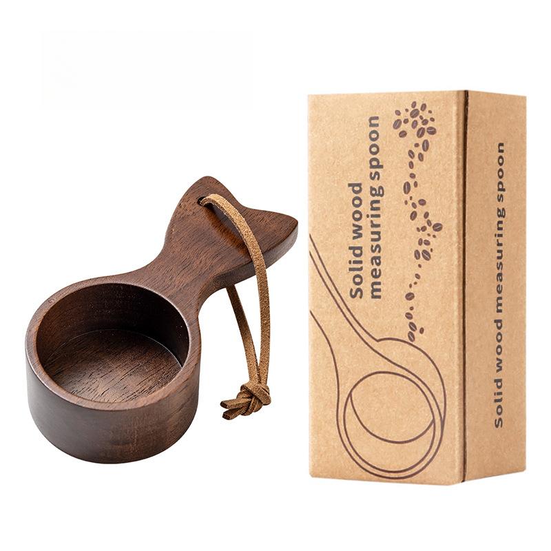 Walnut Wood Coffee Beans Solid Wood Measuring Spoon Coffee Powder Weighing Wooden Short Handled Coffee Spoon